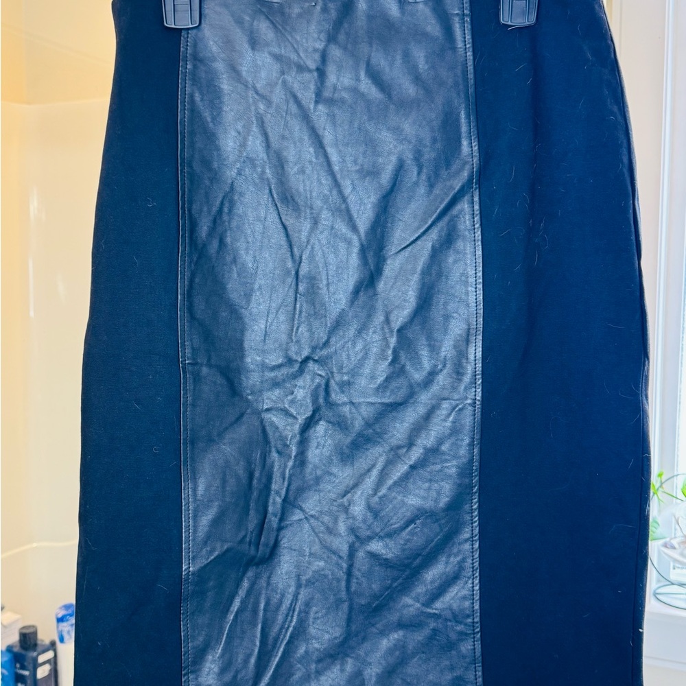 Black Leather Panel Skirt